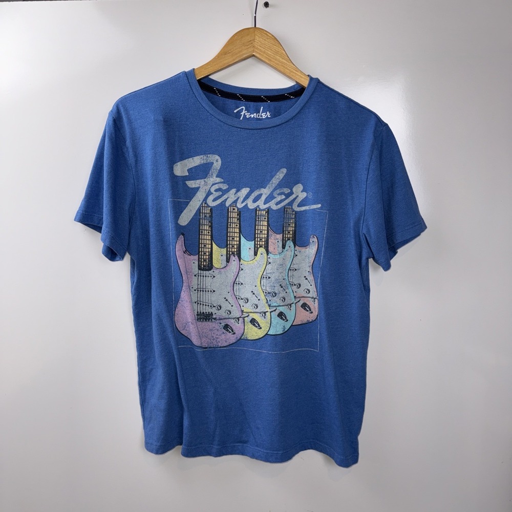 Fender Unisex Youth X-Large (16) T Shirt Blue Guitars Graphic Tee